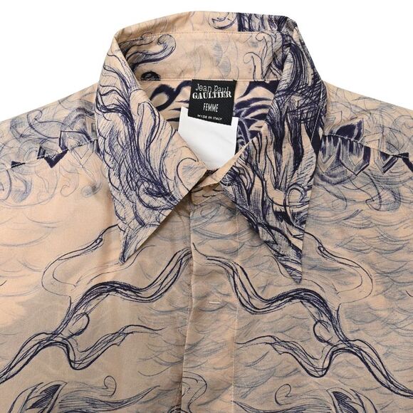 Jean Paul Gaultier Printed Button Down Shirt in Multicolor Silk - Picture 5 of 5